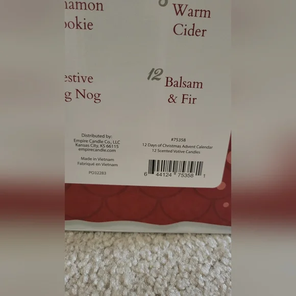 New Empire Candle Co 12 Days of Christmas Advent Calendar Votive Candle Set. - Picture 8 of 11